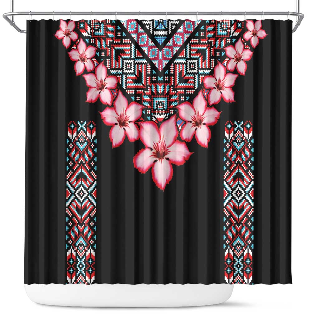 Africa Adenium Multiflorum Flowers Shower Curtain Mix Native Tribal Pattern