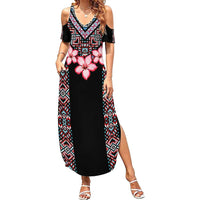 Africa Adenium Multiflorum Flowers Summer Maxi Dress Mix Native Tribal Pattern - Wonder Print Shop
