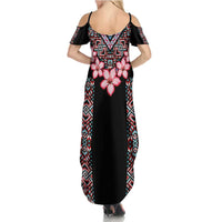 Africa Adenium Multiflorum Flowers Summer Maxi Dress Mix Native Tribal Pattern - Wonder Print Shop