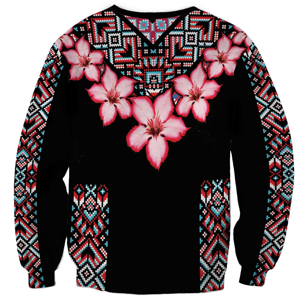 Africa Adenium Multiflorum Flowers Sweatshirt Mix Native Tribal Pattern - Wonder Print Shop