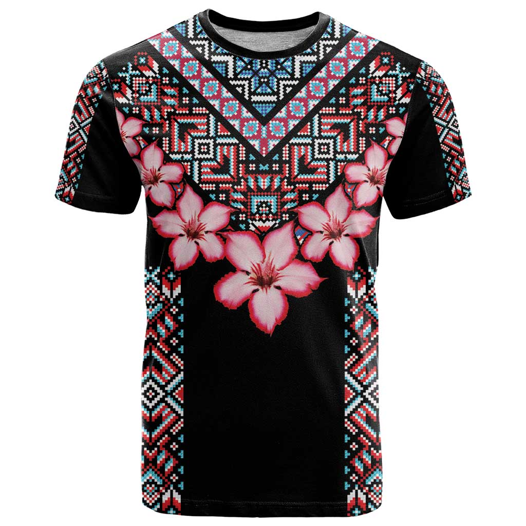 Africa Adenium Multiflorum Flowers T Shirt Mix Native Tribal Pattern - Wonder Print Shop