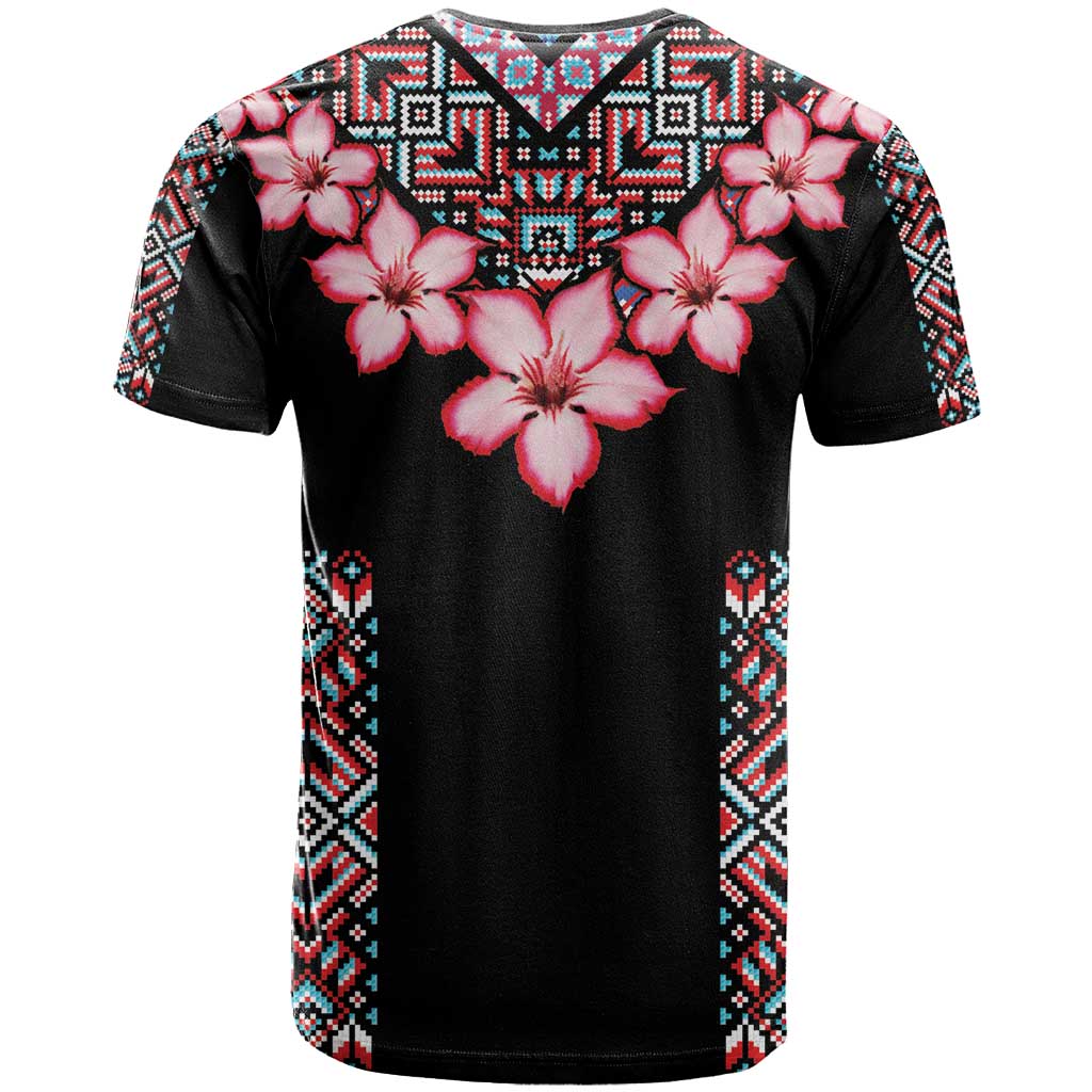 Africa Adenium Multiflorum Flowers T Shirt Mix Native Tribal Pattern - Wonder Print Shop