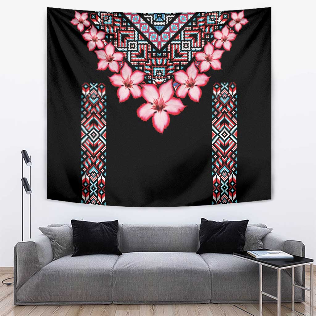 Africa Adenium Multiflorum Flowers Tapestry Mix Native Tribal Pattern - Wonder Print Shop