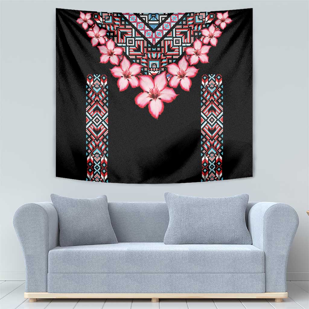 Africa Adenium Multiflorum Flowers Tapestry Mix Native Tribal Pattern - Wonder Print Shop