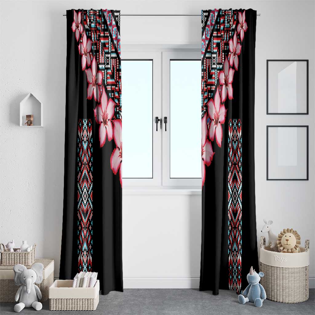 Africa Adenium Multiflorum Flowers Window Curtain Mix Native Tribal Pattern - Wonder Print Shop
