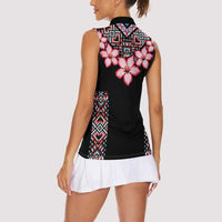 Africa Adenium Multiflorum Flowers Women Sleeveless Polo Shirt Mix Native Tribal Pattern - Wonder Print Shop