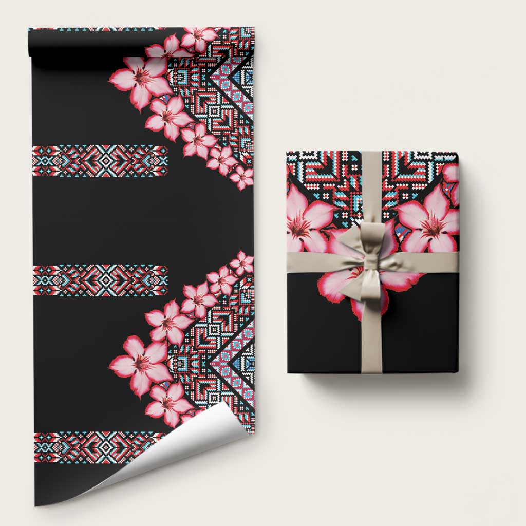 Africa Adenium Multiflorum Flowers Wrapping Paper Mix Native Tribal Pattern - Wonder Print Shop