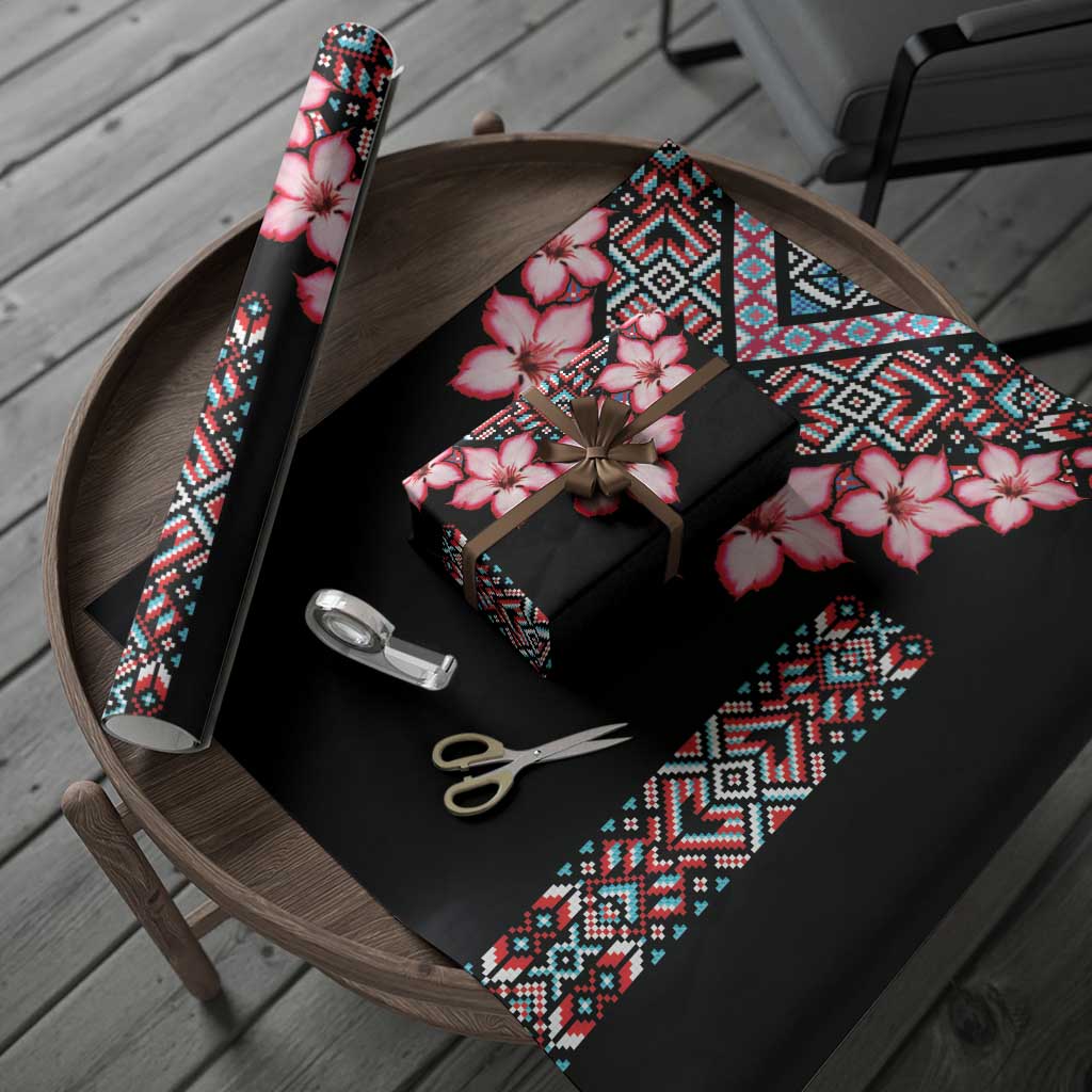 Africa Adenium Multiflorum Flowers Wrapping Paper Mix Native Tribal Pattern - Wonder Print Shop