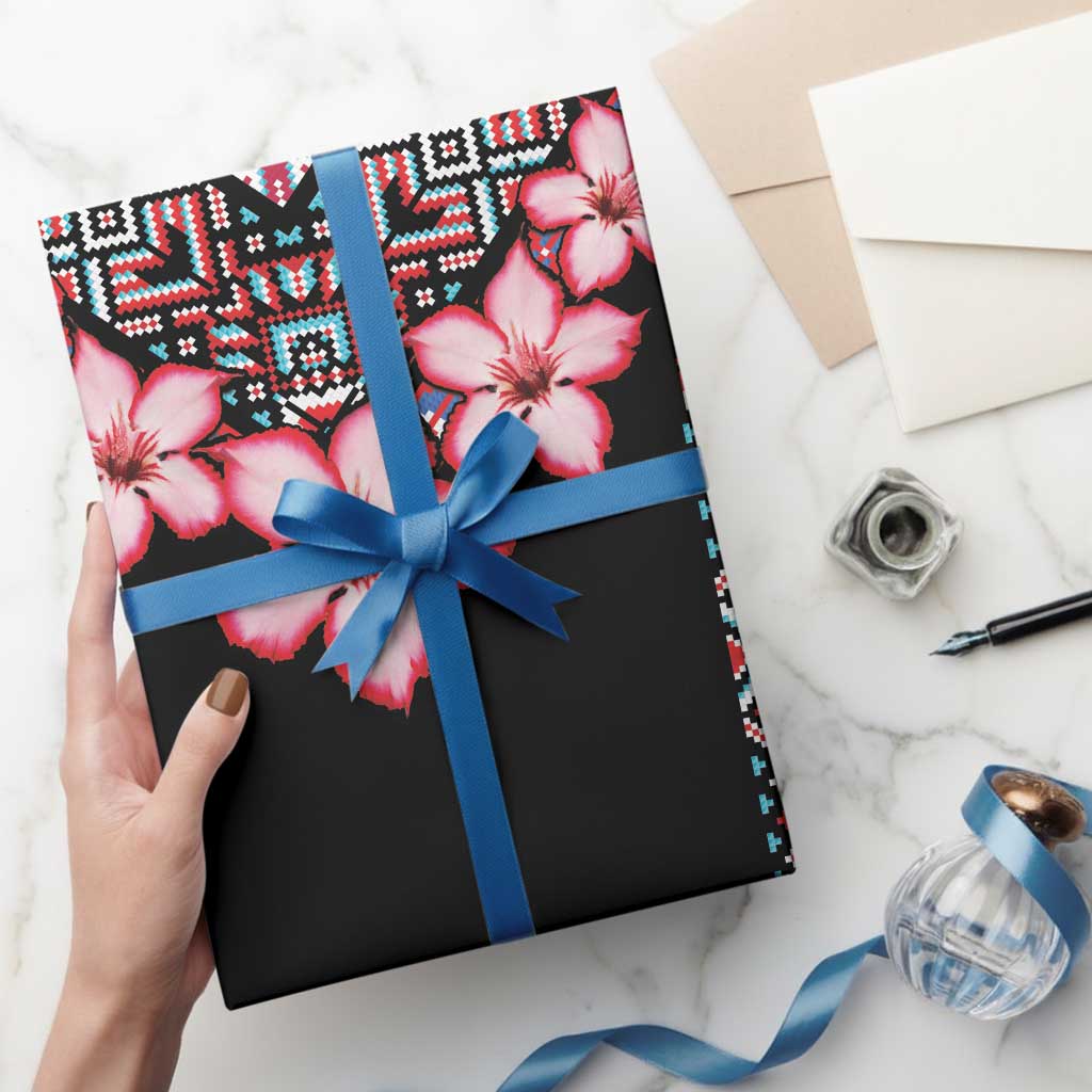 Africa Adenium Multiflorum Flowers Wrapping Paper Mix Native Tribal Pattern - Wonder Print Shop