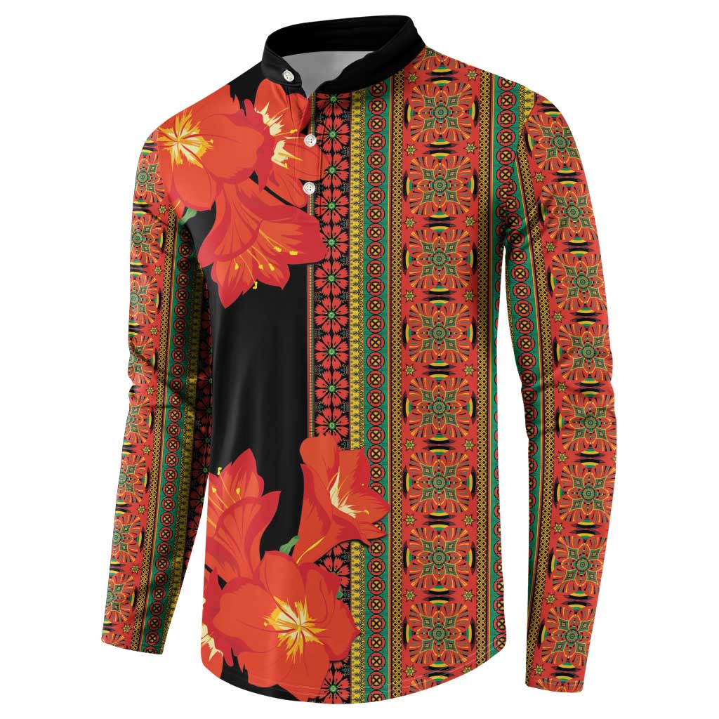 Africa Beauty Clivia Miniata Flowers Button Sweatshirt LT9 - Wonder Print Shop