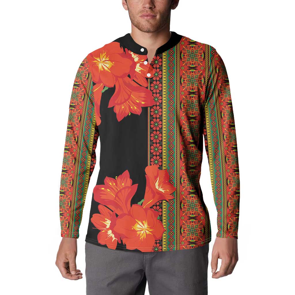 Africa Beauty Clivia Miniata Flowers Button Sweatshirt LT9 - Wonder Print Shop