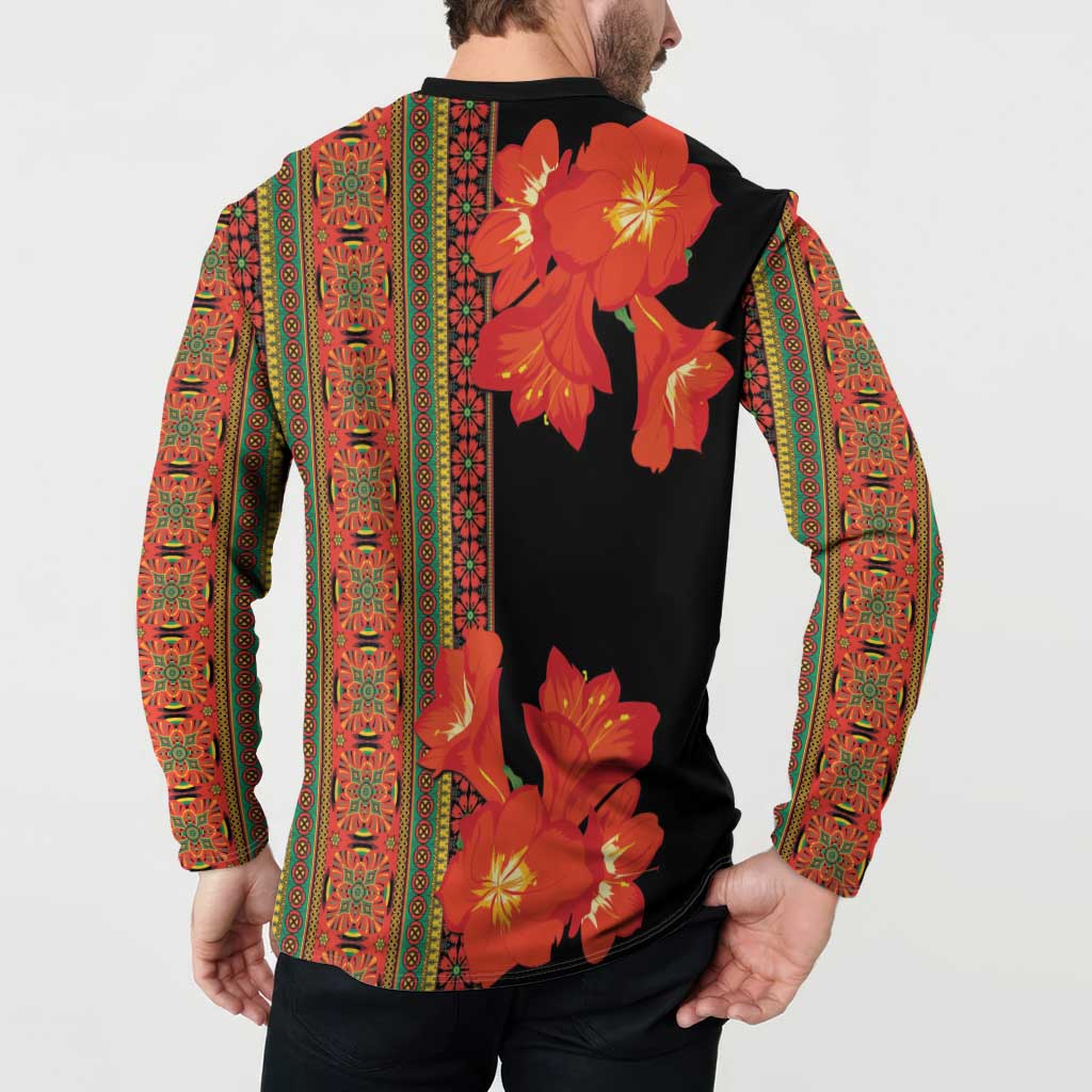 Africa Beauty Clivia Miniata Flowers Button Sweatshirt LT9 - Wonder Print Shop