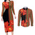 Africa Beauty Clivia Miniata Flowers Couples Matching Long Sleeve Bodycon Dress and Long Sleeve Button Shirt LT9 - Wonder Print Shop