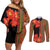 Africa Beauty Clivia Miniata Flowers Couples Matching Off Shoulder Short Dress and Long Sleeve Button Shirt LT9 - Wonder Print Shop