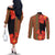 Africa Beauty Clivia Miniata Flowers Couples Matching Off The Shoulder Long Sleeve Dress and Long Sleeve Button Shirt
