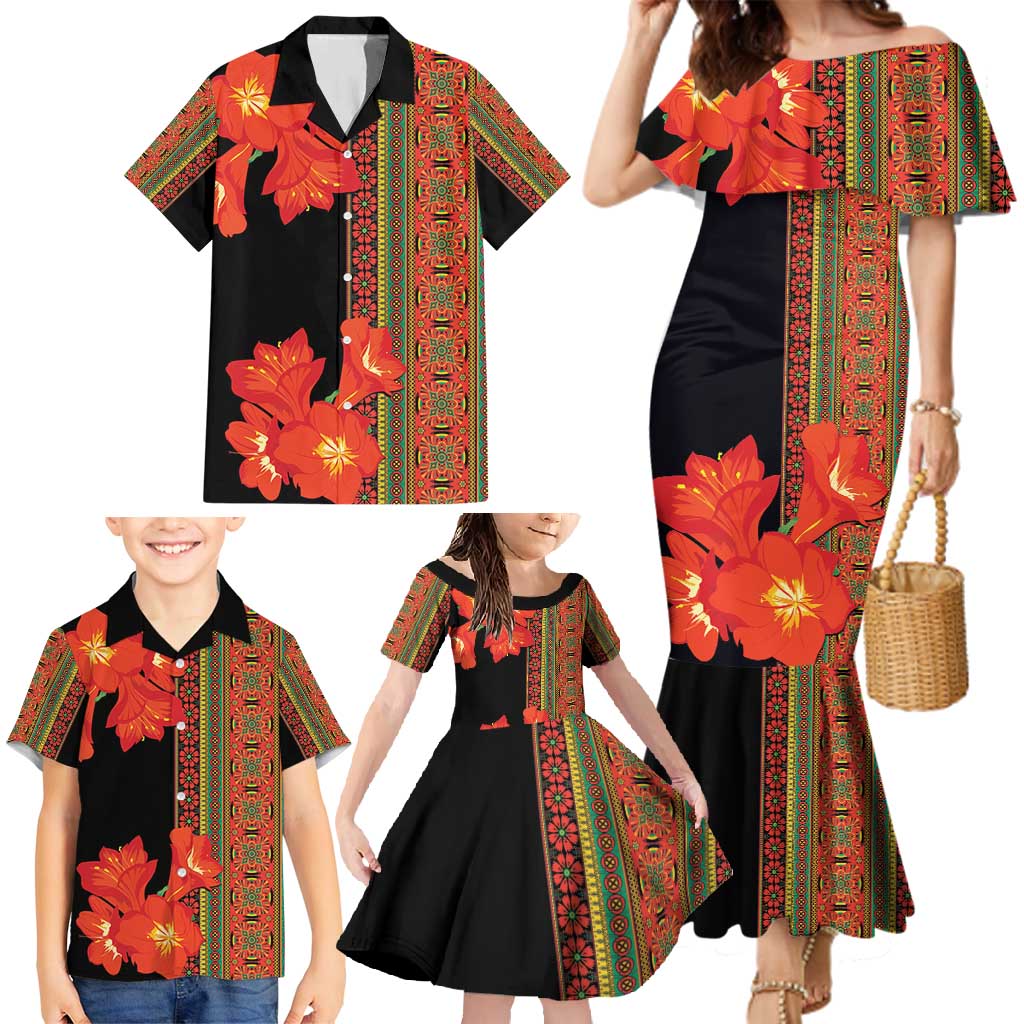 Africa Beauty Clivia Miniata Flowers Family Matching Mermaid Dress and Hawaiian Shirt LT9 - Wonder Print Shop
