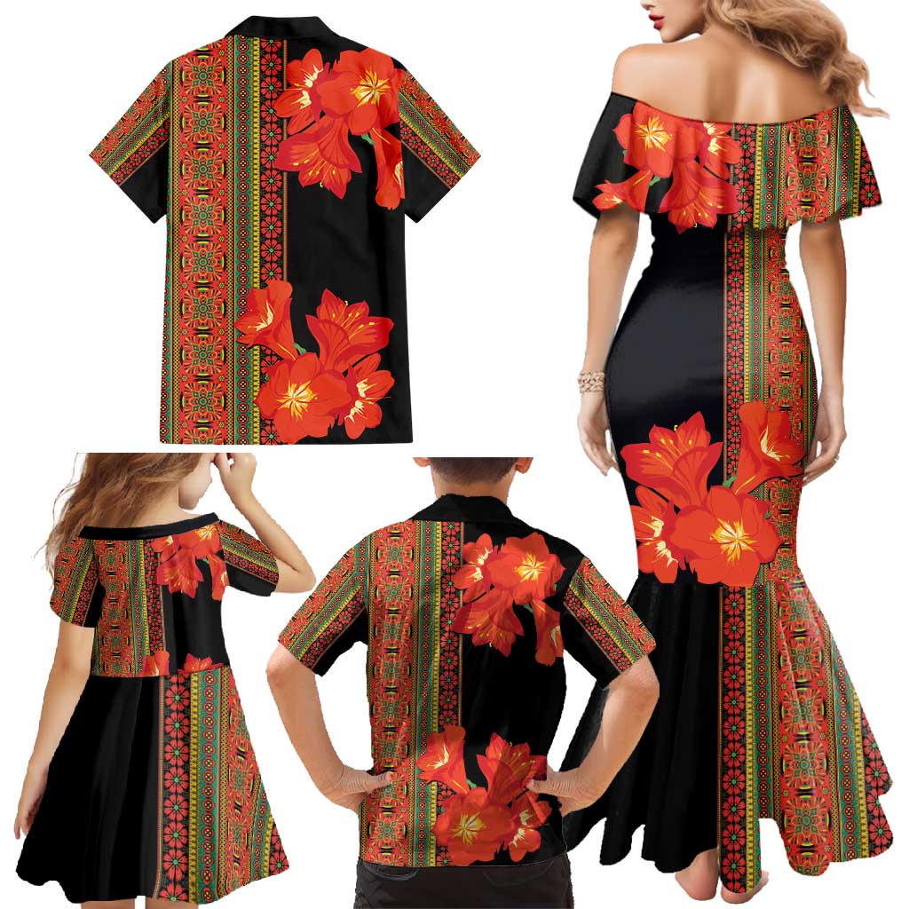 Africa Beauty Clivia Miniata Flowers Family Matching Mermaid Dress and Hawaiian Shirt LT9 - Wonder Print Shop