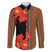 Africa Beauty Clivia Miniata Flowers Family Matching Off The Shoulder Long Sleeve Dress and Hawaiian Shirt - Wonder Print Shop