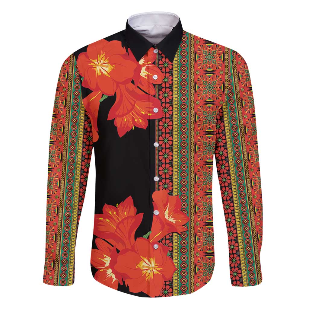 Africa Beauty Clivia Miniata Flowers Family Matching Off Shoulder Maxi Dress and Hawaiian Shirt LT9 - Wonder Print Shop