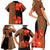 Africa Beauty Clivia Miniata Flowers Family Matching Short Sleeve Bodycon Dress and Hawaiian Shirt - Wonder Print Shop