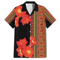 Africa Beauty Clivia Miniata Flowers Family Matching Short Sleeve Bodycon Dress and Hawaiian Shirt - Wonder Print Shop