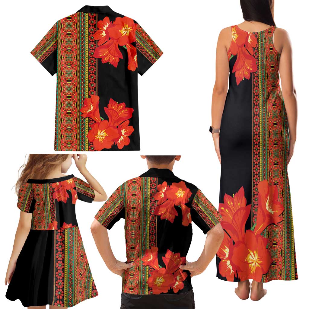 Africa Beauty Clivia Miniata Flowers Family Matching Tank Maxi Dress and Hawaiian Shirt - Wonder Print Shop