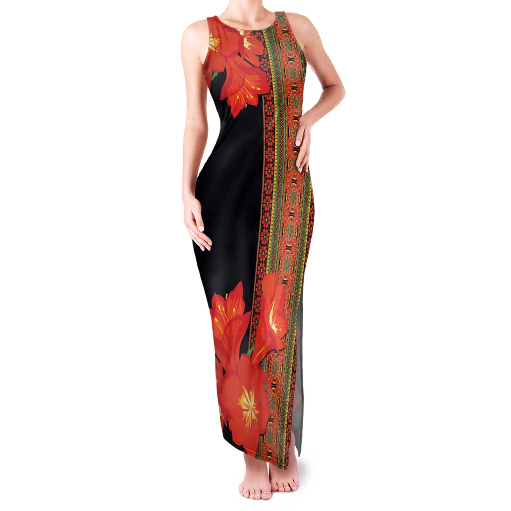 Africa Beauty Clivia Miniata Flowers Family Matching Tank Maxi Dress and Hawaiian Shirt - Wonder Print Shop