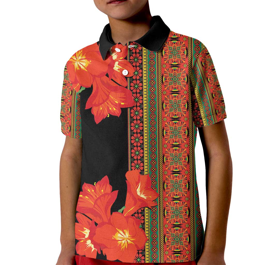 Africa Beauty Clivia Miniata Flowers Kid Polo Shirt - Wonder Print Shop