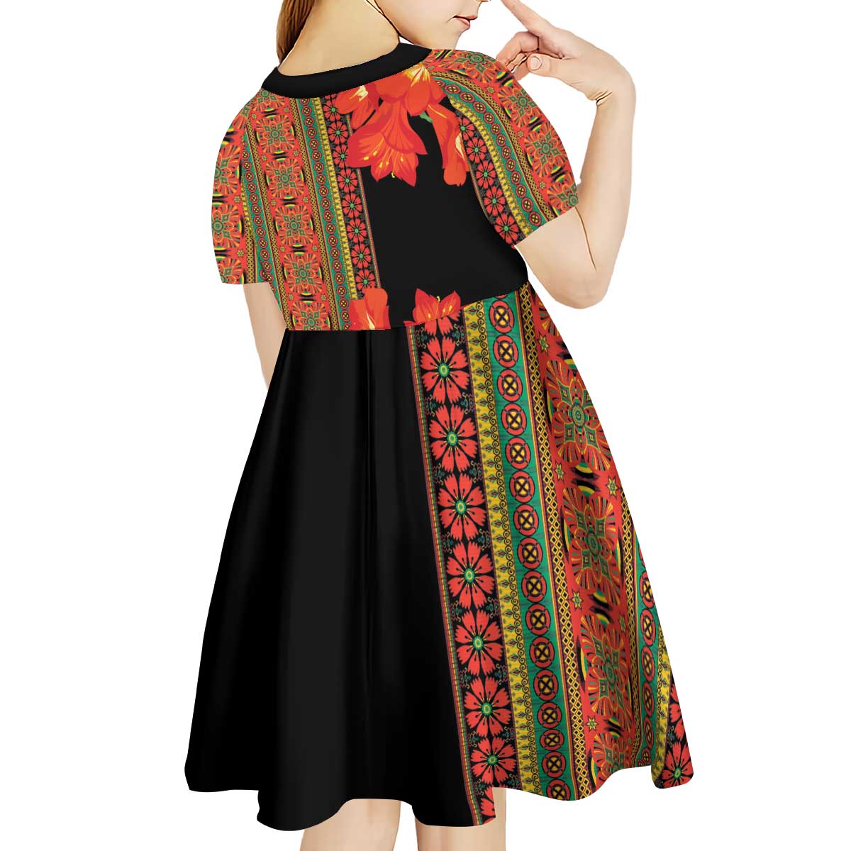 Africa Beauty Clivia Miniata Flowers Kid Short Sleeve Dress - Wonder Print Shop