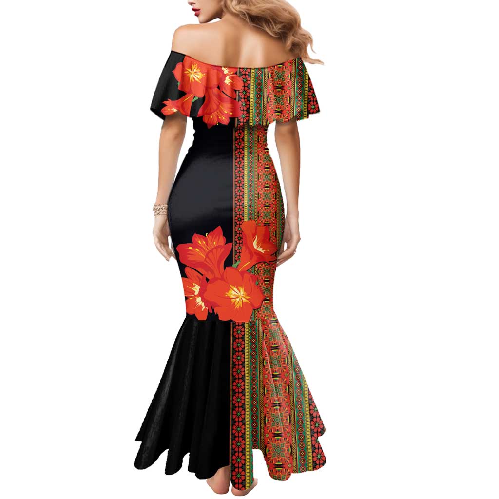 Africa Beauty Clivia Miniata Flowers Mermaid Dress - Wonder Print Shop