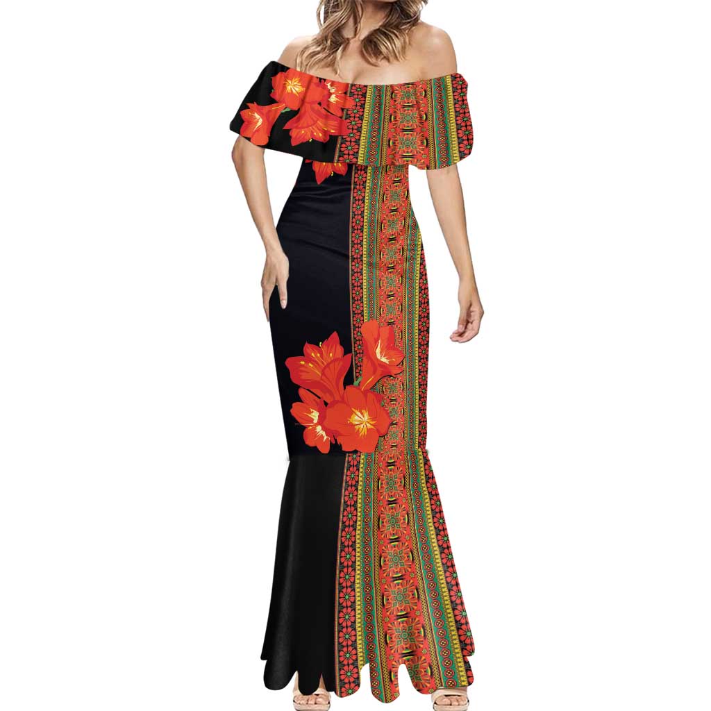 Africa Beauty Clivia Miniata Flowers Mermaid Dress - Wonder Print Shop