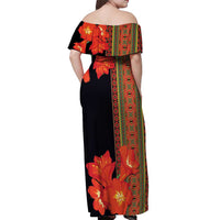 Africa Beauty Clivia Miniata Flowers Off Shoulder Maxi Dress - Wonder Print Shop