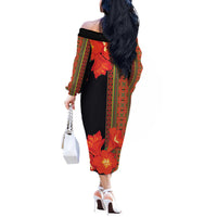 Africa Beauty Clivia Miniata Flowers Off The Shoulder Long Sleeve Dress - Wonder Print Shop