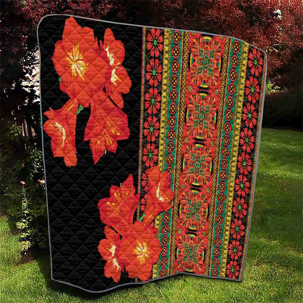 Africa Beauty Clivia Miniata Flowers Quilt - Wonder Print Shop