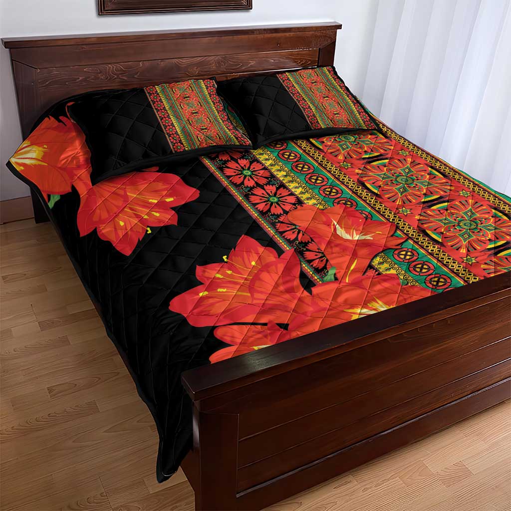 Africa Beauty Clivia Miniata Flowers Quilt Bed Set - Wonder Print Shop