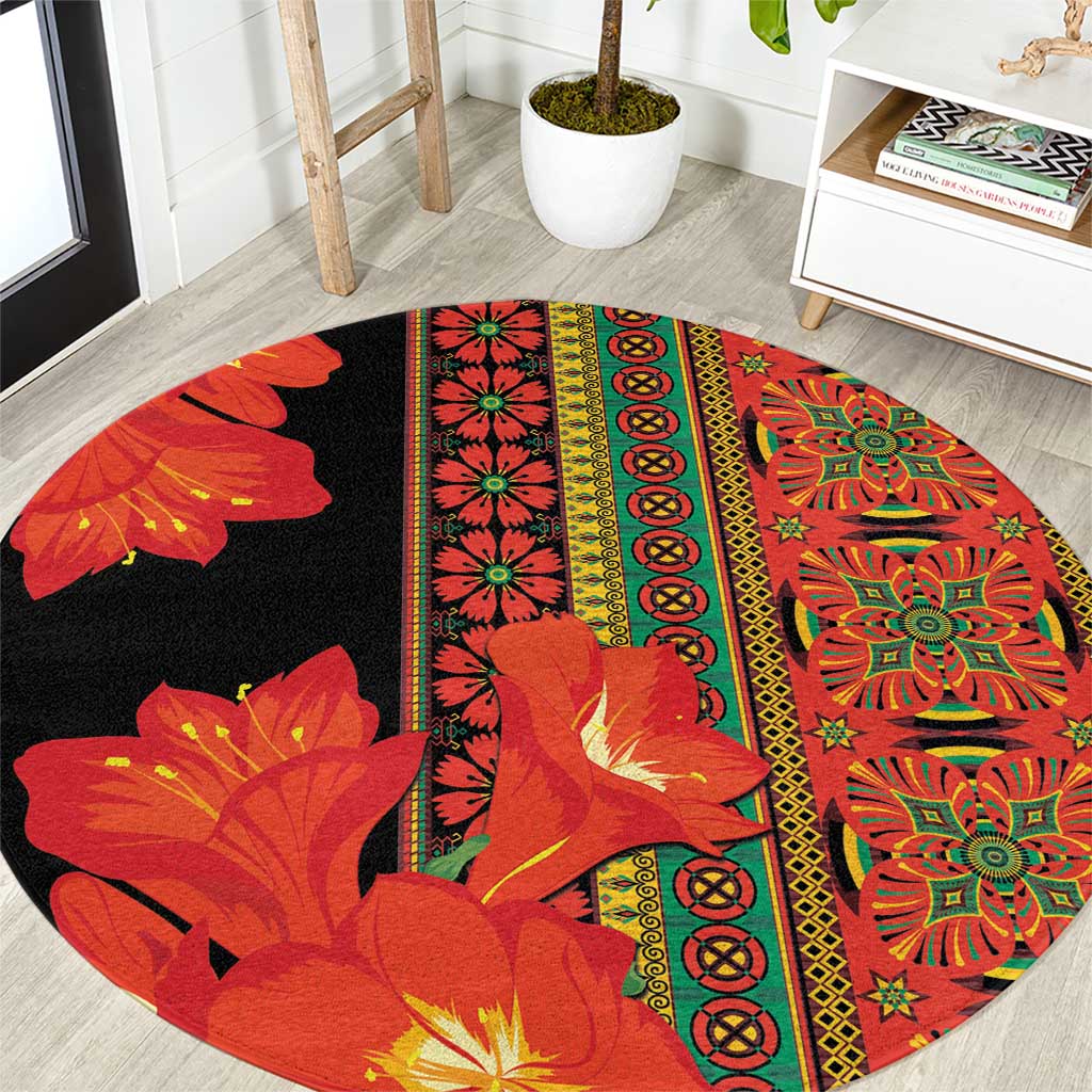 Africa Beauty Clivia Miniata Flowers Round Carpet