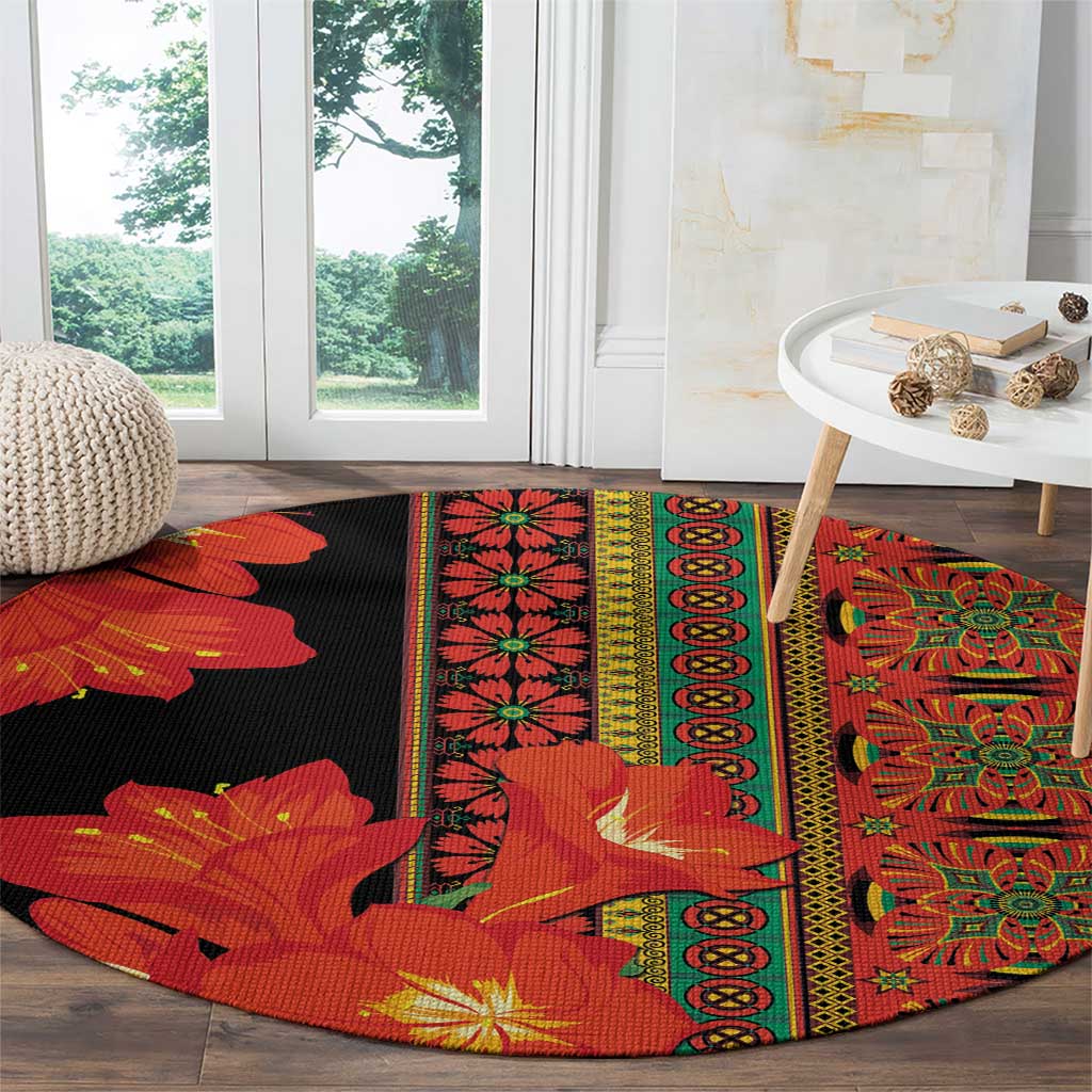 Africa Beauty Clivia Miniata Flowers Round Carpet