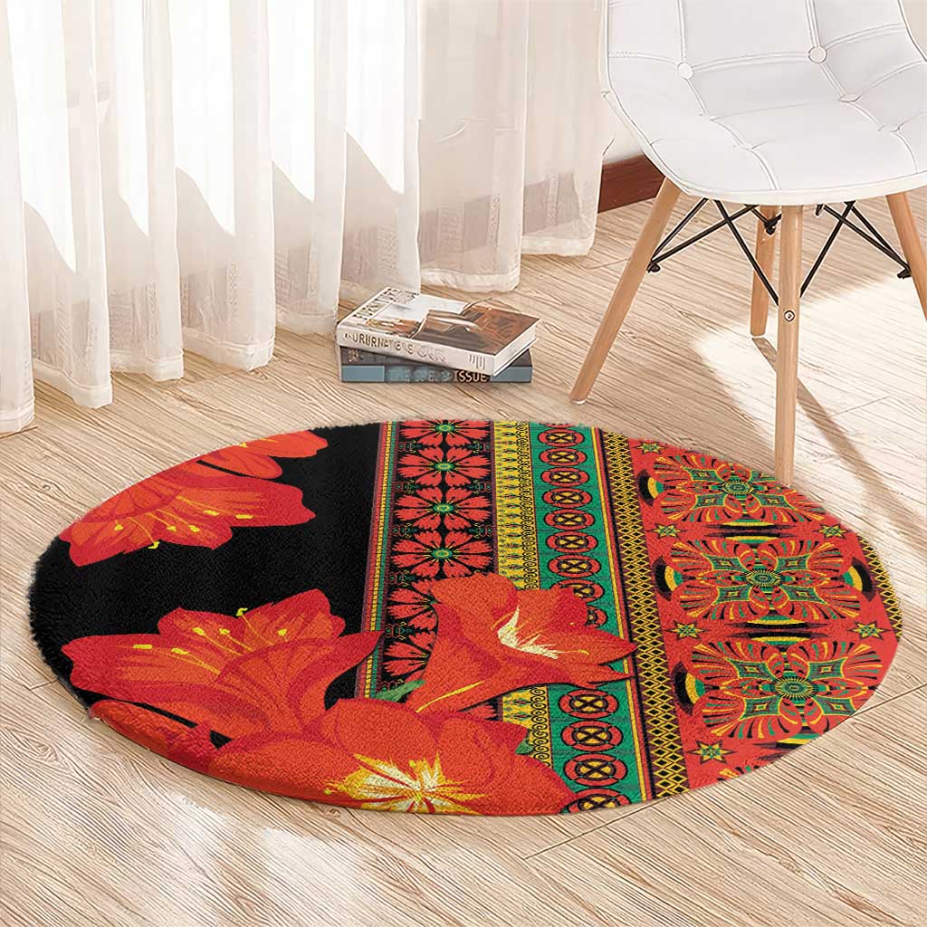 Africa Beauty Clivia Miniata Flowers Round Carpet