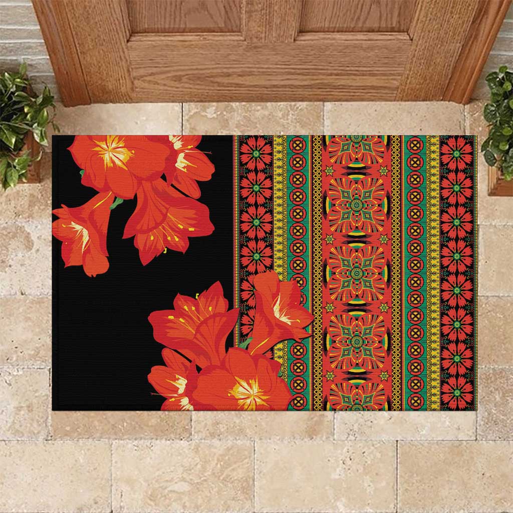 Africa Beauty Clivia Miniata Flowers Rubber Doormat - Wonder Print Shop