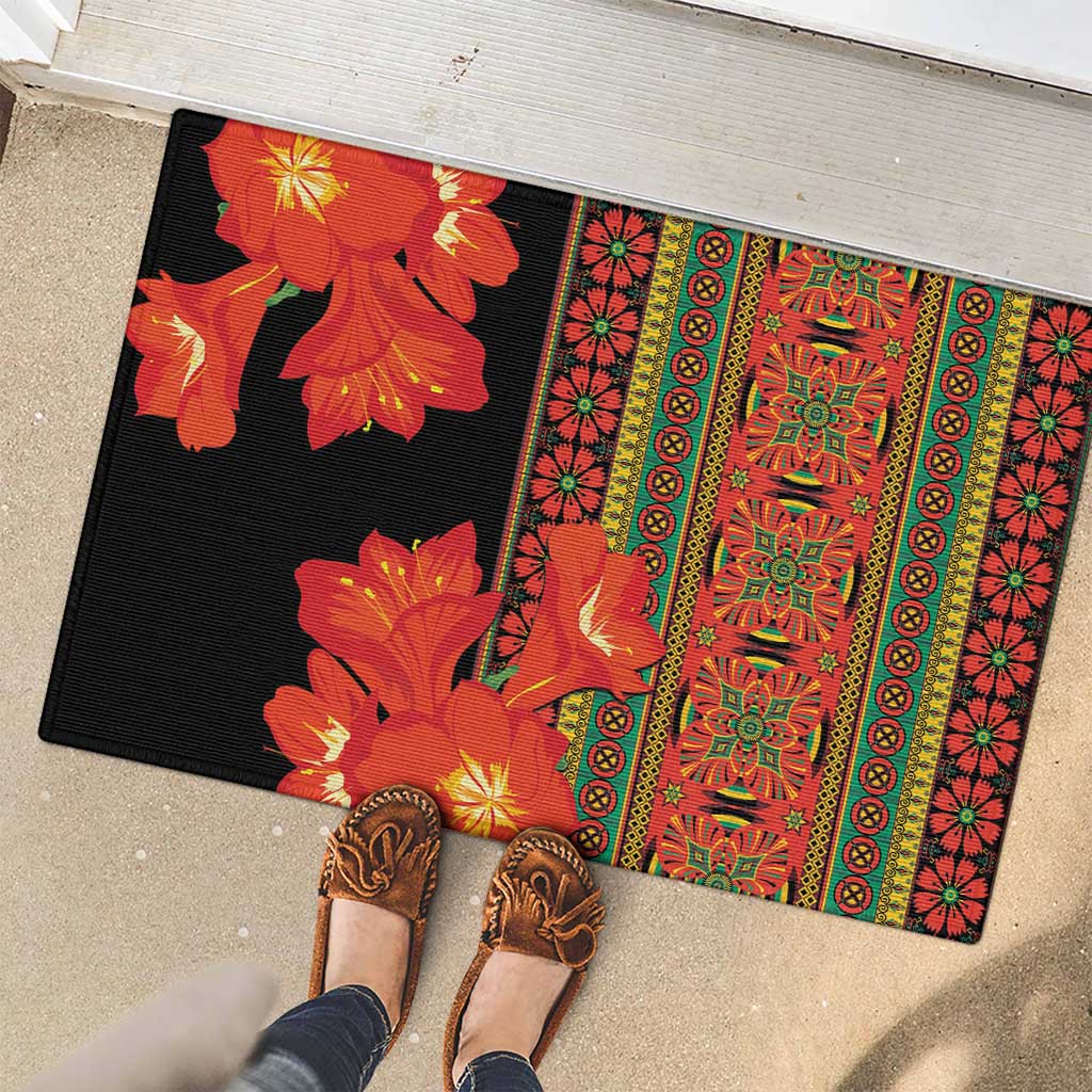 Africa Beauty Clivia Miniata Flowers Rubber Doormat - Wonder Print Shop