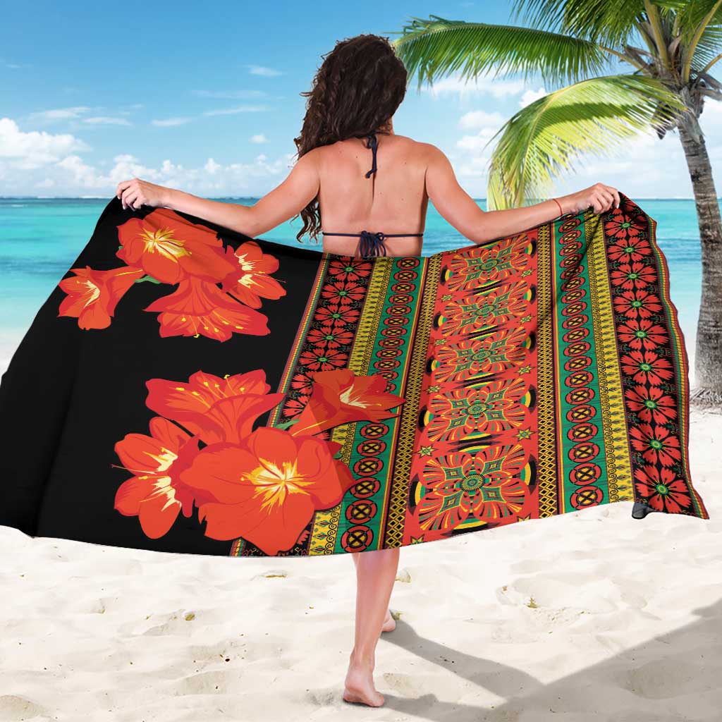 Africa Beauty Clivia Miniata Flowers Sarong - Wonder Print Shop