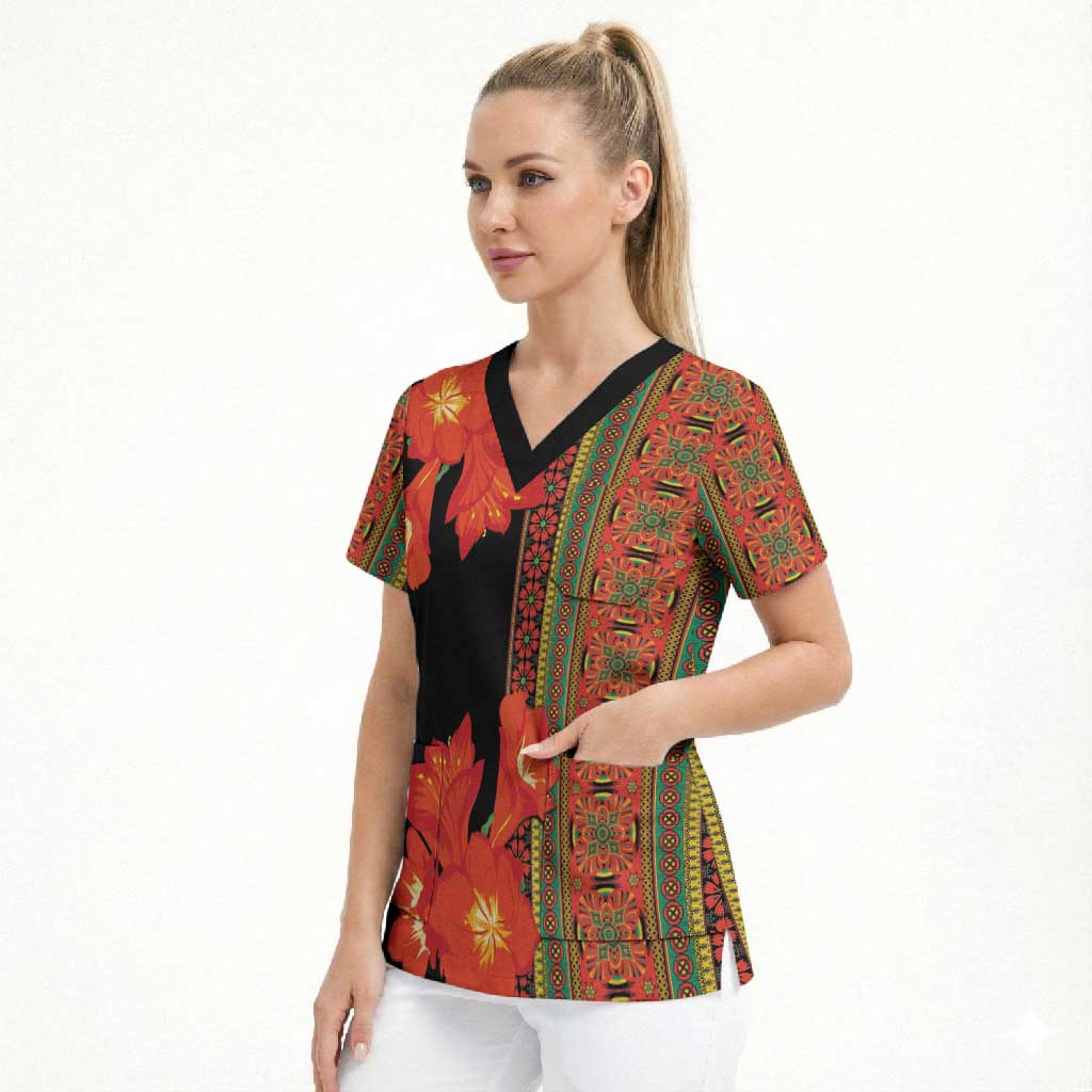 Africa Beauty Clivia Miniata Flowers Scrub Top