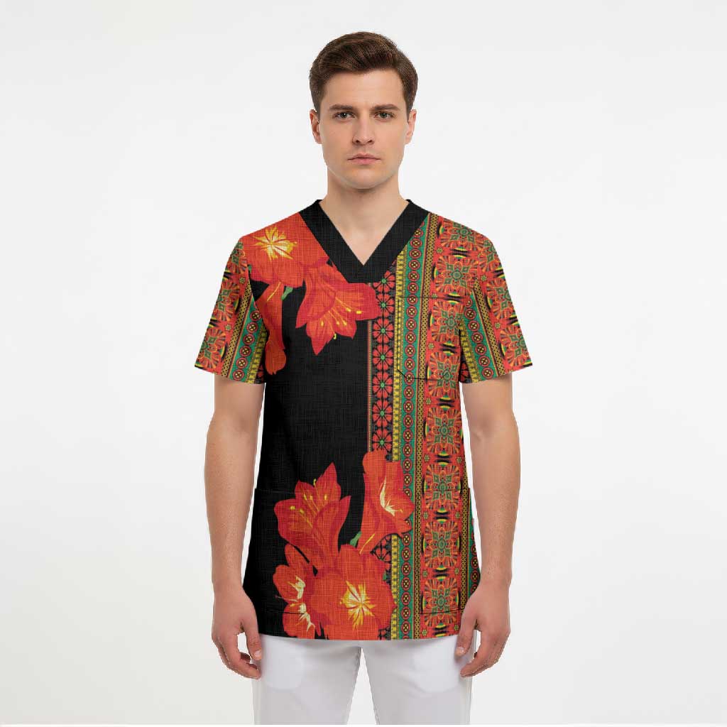 Africa Beauty Clivia Miniata Flowers Scrub Top