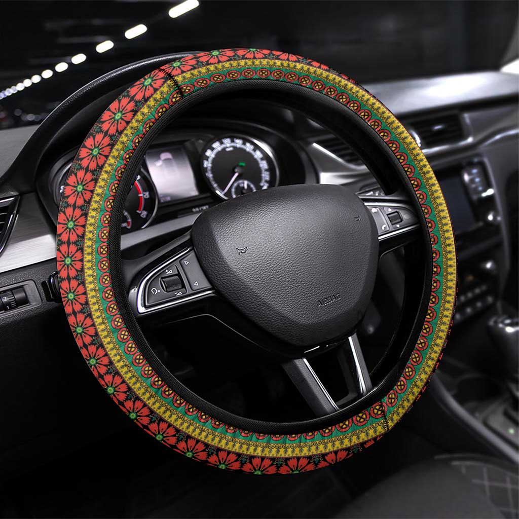 Africa Beauty Clivia Miniata Flowers Steering Wheel Cover - Wonder Print Shop