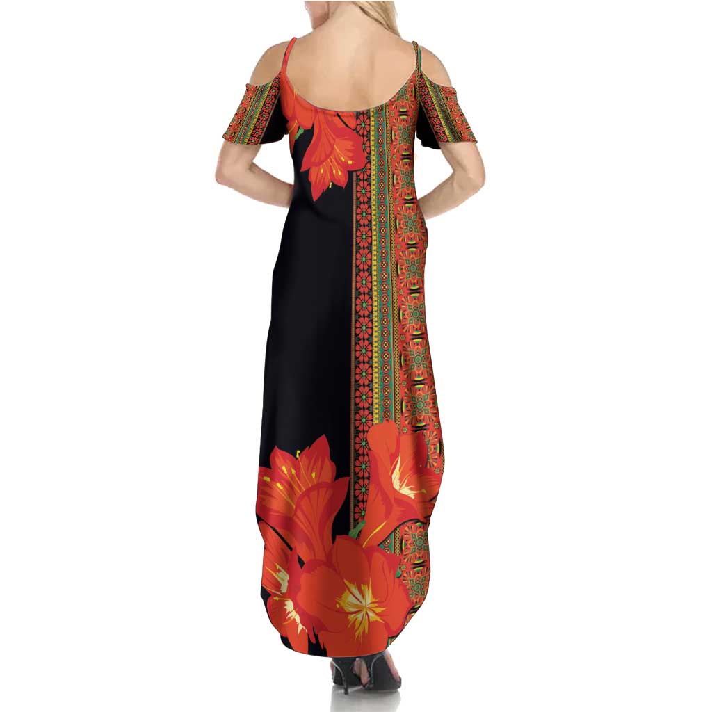 Africa Beauty Clivia Miniata Flowers Summer Maxi Dress - Wonder Print Shop