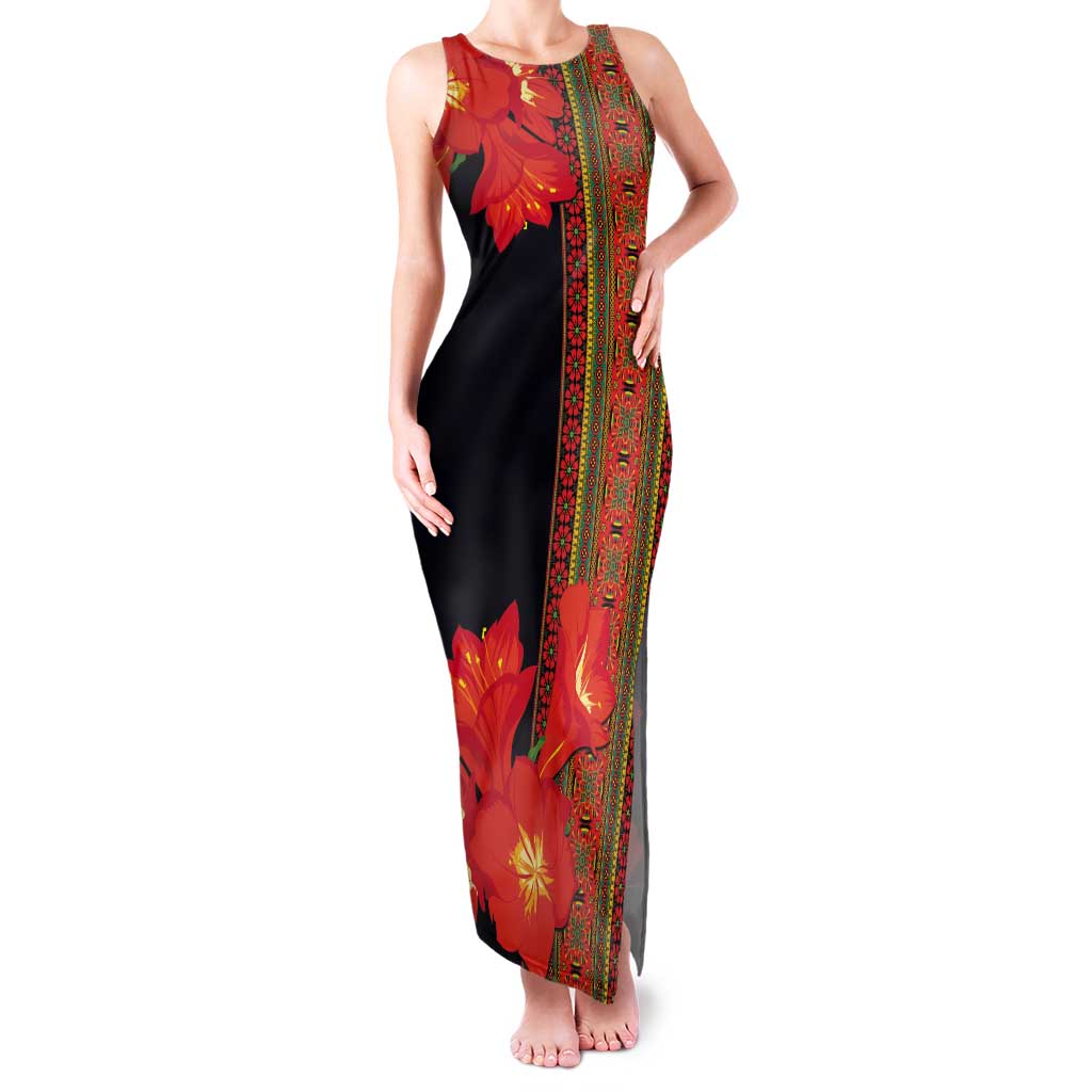 Africa Beauty Clivia Miniata Flowers Tank Maxi Dress - Wonder Print Shop