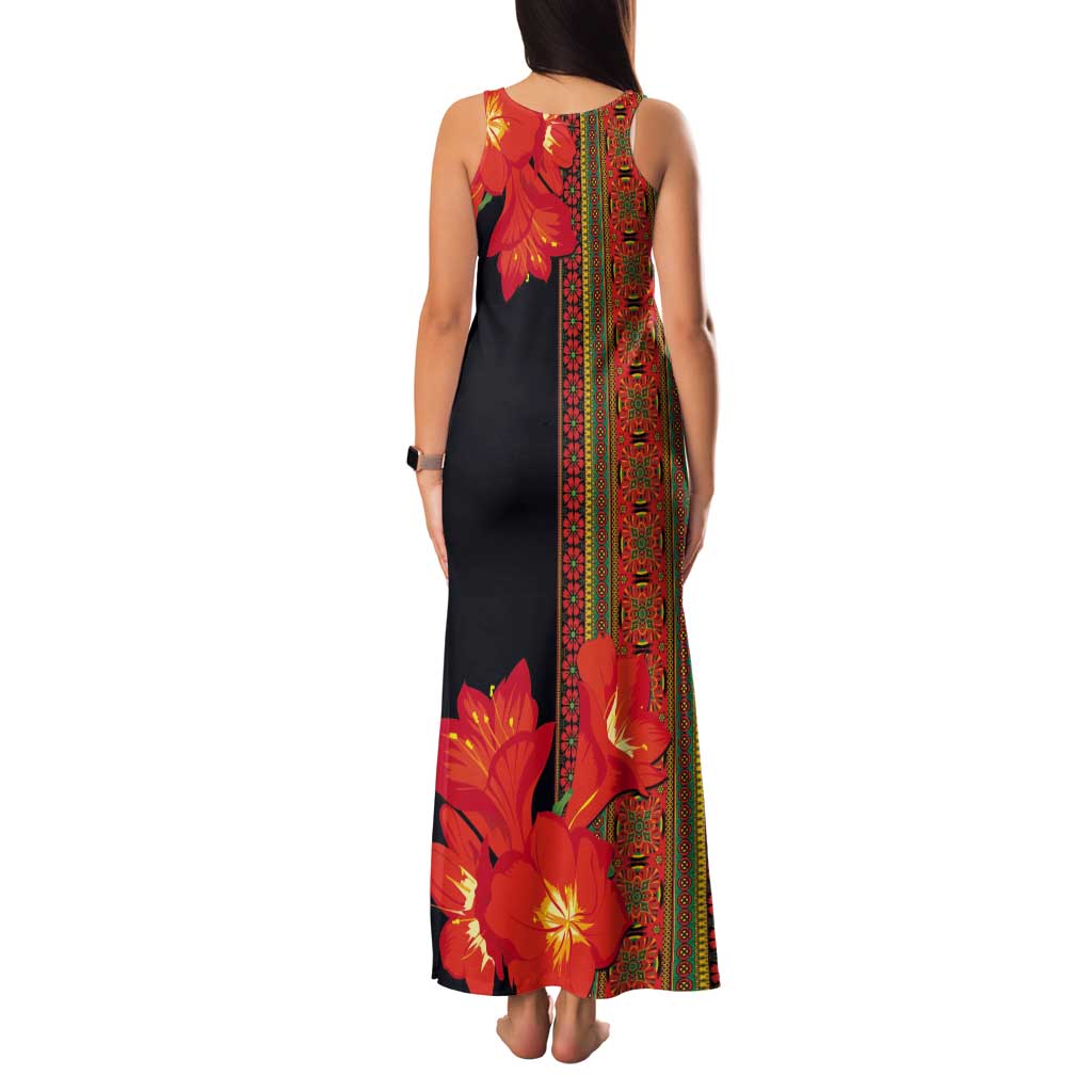Africa Beauty Clivia Miniata Flowers Tank Maxi Dress - Wonder Print Shop