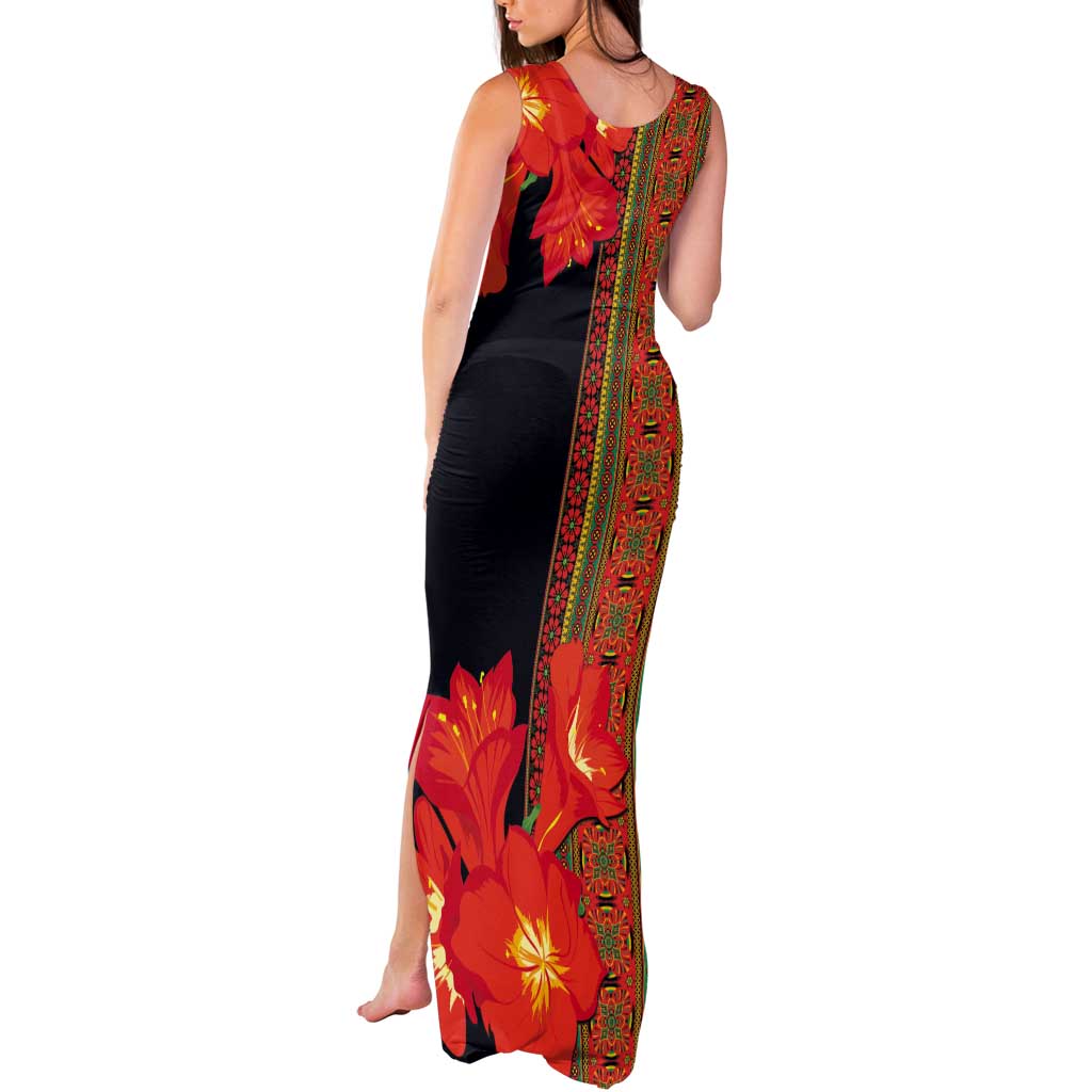 Africa Beauty Clivia Miniata Flowers Tank Maxi Dress - Wonder Print Shop