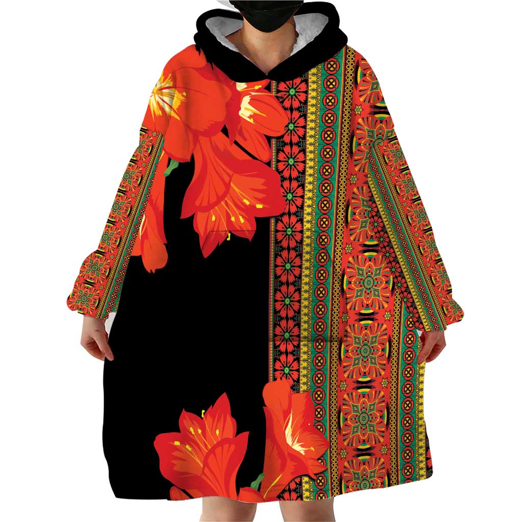 Africa Beauty Clivia Miniata Flowers Wearable Blanket Hoodie - Wonder Print Shop