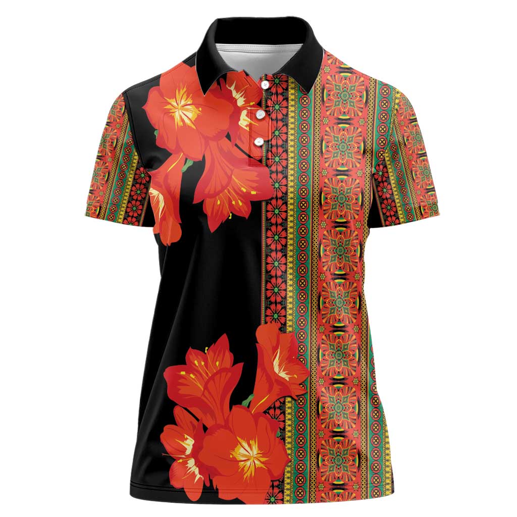 Africa Beauty Clivia Miniata Flowers Women Polo Shirt - Wonder Print Shop